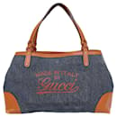 [Used] Gucci tote bag Blue Navy Orange Gucci Craft
