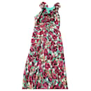 Vestido midi floral com babados Saloni em seda multicolorida - Autre Marque