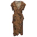 De La Vali Cadaques Ruffled Animal-Print Wrap Dress in Brown Viscose - Autre Marque