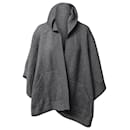 Burberry Hooded Printed Cape in Grey Wool