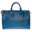 Superb Louis Vuitton “Speedy” bag 30 in blue epi leather