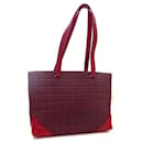 [Used] CHANEL Chanel Chocolate Bar Coco Mark Tote Bag Ladies Red Bordeaux Canvas Leather