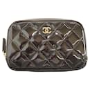 [Used] 	 CHANEL 29s Patent Matrasse Coco Mark Cosmetic Pouch Black - Chanel