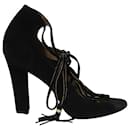 Salvatore Ferragamo Lace-Up Heels in Black Suede