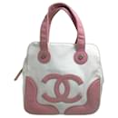 [Used] CHANEL Coco Mark CC Marshmallow Tote Bag Handbag Canvas Ladies Pink x White - Chanel