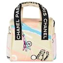[Used] Chanel CHANEL Tote Bag Cruise Line Paris Map Eiffel Tower Canvas Beige