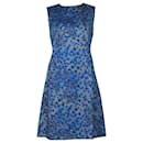 Erdem Floral Print A-Line Dress in Blue Cotton
