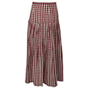 Rixo Houndstooth Pleated Maxi Skirt in Red Print Silk - Autre Marque