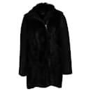 Maje Long Winter Coat in Black Fur