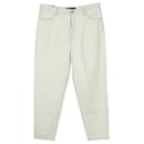 J Brand Pleated Peg Jeans in White Cotton