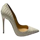 Christian Louboutin So Kate Pointed Toe Pumps in White Python Leather