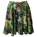 Kenzo Jungle Print Pleated Mini Skirt in Green Silk
