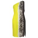 Just Cavalli One Shoulder Snake Print Dress in Yellow Silk