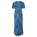 Rixo Tonya Mono Tiger Button Down Midi Dress in Blue Print Polyester - Autre Marque