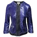 Veste ornée de sequins Pinko Tag en denim bleu