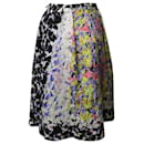 Peter Pilotto Textured Abstract A-Line Skirt in Multicolor Silk