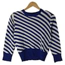 [Used] DRIES VAN NOTEN Sweater (thin) / S / cotton / blue / border - Dries Van Noten