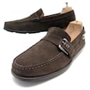 LOUIS VUITTON SHOES LOAFERS WITH BUCKLE 8 42 SUEDE MONOGRAM LOAFERS - Louis Vuitton