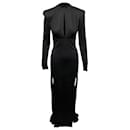 Balmain Cut Out Dress with Side Slit in Black Viscose 