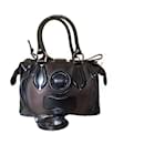 Balenciaga Black/Brown Patent Leather and Suede Sac Superb Bag
