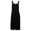 Vince Pleated Scoop Neck Tank Dress in Black Polyester