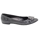 Fendi Vintage Buckle Flats in Black Patent Leather