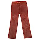 Isabel Marant Slim Fit Pants in Red Lambskin Leather