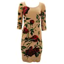 Dolce & Gabbana Long-sleeve Sheath Dress in Floral Print Rayon