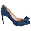 Zapatos de Salón Valentino Bow en Terciopelo Azul