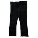 J Brand Selena Mid Rise Raw Hem Crop Jeans in Black Cotton
