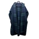 Cape Burberry solid blue and reversible lined-sided green and blue check