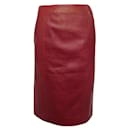 NEW HERMES STRAIGHT SKIRT IN RED LEATHER SIZE 38 M RED STRAIGHT LEATHER SKIRT NEW - Hermès