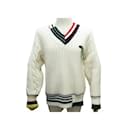 NEUF PULL LACOSTE RUNAWAY AH0437 UNISEX COLLECTION M 48 LAINE BLANC WOOL SWEATER - Lacoste