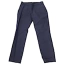 Theory Tailored Cropped Pants in Navy Blue Cotton