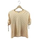 [Used] CHANEL Tops / 34 / Cotton / BEG / Gather / Crew neck / Color t-shirt / Lattice pattern / Secast - Chanel