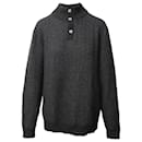 Ermenegildo Zegna Buttoned Turtleneck Sweater in Grey Wool 