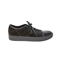 Lanvin Patent Toe-Capped Sneakers in Brown Suede
