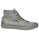 Saint Laurent Bedford High-Top Sneakers in White Calfskin Leather