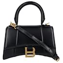 Balenciaga Mujer Hourglass Xs Bag In Black Piel de becerro en relieve