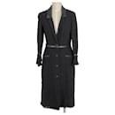 *[Used] Chanel Tweed Long Coat Chester Coat Single Coco Mark Button CC Mark 04A Outerwear Other Coat Black Ladies