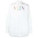 Valentino - White Shirt with Printed Logo Buttons