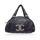 Dark Grey Quilted Leather CC Logo Bowling Bowler Bag - Chanel