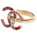 *[Used] CHANEL Coco Mark Rhinestone Ring Multicolor Metal - Chanel