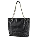 *[Used] Chanel Coco Mark Chain Tote Bag Shoulder Bag CC Mark Matrasse Tote Bag Leather Black