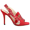 Sandalias Saint Laurent Slingback en Cuero Rojo