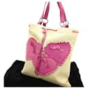 [Used] Yves Saint Laurent Tote Bag Back One Shoulder Beige x Pink Bag Back
