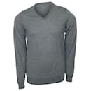 Boss V-Neck Slim-Fit Sweater in Grey Wool - Hugo Boss