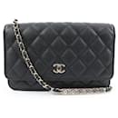 22p Limited Black Quilted Caviar CC Link Wallet on Chain - Chanel