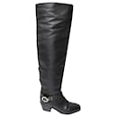 Jimmy Choo Beca 45 Knee Boots in Black Calfskin Leather
