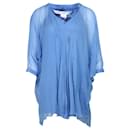 Diane Von Furstenberg Vestido Camisa Solta em Seda Azul
